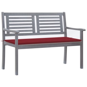 Zweierbank aus grauem Eukalyptusholz und Kissen, 120 cm. von , Gartenbänke - Ref: Foro24-3061032, Preis: 187,53 €, Rabatt: %