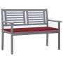 Zweierbank aus grauem Eukalyptusholz und Kissen, 120 cm. von , Gartenbänke - Ref: Foro24-3061032, Preis: 187,53 €, Rabatt: %