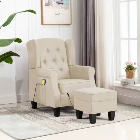 Sillón de masaje con reposapiés tela crema de vidaXL, Sillones de masaje eléctricos - Ref: Foro24-320170, Precio: 252,83 €, D...