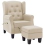 Sillón de masaje con reposapiés tela crema de vidaXL, Sillones de masaje eléctricos - Ref: Foro24-320170, Precio: 256,67 €, D...