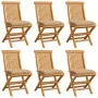 Garden chairs 6 units with beige cushions teak wood by , Garden chairs - Ref: Foro24-3065608, Price: 386,55 €, Discount: %