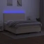 Boxspringbett mit Matratze und LED-Lichtern, cremefarbenem Stoff, 180x200 cm. von , Betten und Lattenroste - Ref: Foro24-3134...
