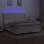 Box spring bed with mattress and LED lights, cream fabric, 180x200 cm. by , Beds and slatted bases - Ref: Foro24-3138338, Pri...