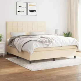 Box spring bed with cream-colored fabric mattress 180x200 cm by , Beds and slatted bases - Ref: Foro24-3141798, Price: 617,77...