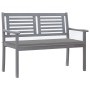 Banco de jardín 2 plazas madera eucalipto gris y cojín 120 cm de , Bancos de jardín - Ref: Foro24-3061024, Precio: 187,51 €, ...