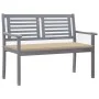 Garden bench 2 seats made of gray eucalyptus wood and cushion 120 cm by , garden benches - Ref: Foro24-3061026, Price: 187,82...