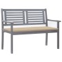 Zweierbank aus grauem Eukalyptusholz und Kissen, 120 cm. von , Gartenbänke - Ref: Foro24-3061026, Preis: 191,25 €, Rabatt: %