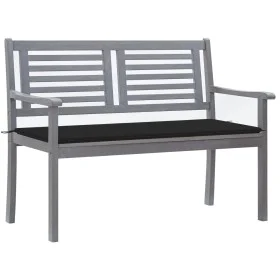 Garden bench 2 seats made of gray eucalyptus wood and cushion 120 cm by , garden benches - Ref: Foro24-3061030, Price: 187,82...