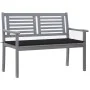 Zweierbank aus grauem Eukalyptusholz und Kissen, 120 cm. von , Gartenbänke - Ref: Foro24-3061030, Preis: 187,82 €, Rabatt: %