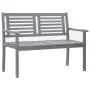 Zweierbank aus grauem Eukalyptusholz und Kissen, 120 cm. von , Gartenbänke - Ref: Foro24-3061030, Preis: 187,82 €, Rabatt: %