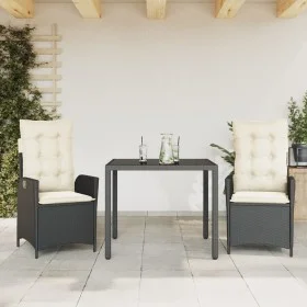 Garden dining set 3 pieces with black synthetic rattan cushions by , Garden sets - Ref: Foro24-3213058, Price: 347,28 €, Disc...