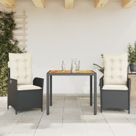 Garden dining set 3 pieces with black synthetic rattan cushions by , Garden sets - Ref: Foro24-3213085, Price: 343,65 €, Disc...