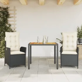 Garden dining set 3 pieces with black synthetic rattan cushions by , Garden sets - Ref: Foro24-3213085, Price: 384,24 €, Disc...