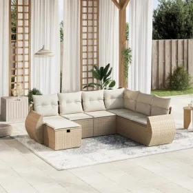 Set sofás de jardín 7 piezas y cojines ratán sintético beige de , Conjuntos de jardín - Ref: Foro24-3264144, Precio: 527,56 €...