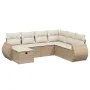 Garden set with 7 pieces of sofas and beige synthetic rattan cushions. by , Garden sets - Ref: Foro24-3264144, Price: 528,82 ...