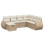 Set sofás de jardín 7 piezas y cojines ratán sintético beige de , Conjuntos de jardín - Ref: Foro24-3264144, Precio: 488,83 €