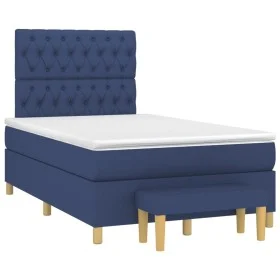 Box spring bed with blue fabric mattress 120x190 cm by , Beds and slatted bases - Ref: Foro24-3270431, Price: 437,00 €, Disco...