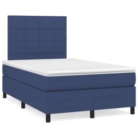 Box spring bed with blue fabric mattress 120x190 cm by , Beds and slatted bases - Ref: Foro24-3269887, Price: 395,19 €, Disco...