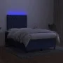 Box spring bed with mattress and LED lights, blue fabric, 120x190 cm. by , Beds and slatted bases - Ref: Foro24-3270224, Pric...