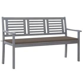 3-seater eucalyptus wood garden bench in gray with cushion, 150 cm by , garden benches - Ref: Foro24-3061058, Price: 230,00 €...