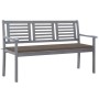 3-seater eucalyptus wood garden bench in gray with cushion, 150 cm by , garden benches - Ref: Foro24-3061058, Price: 234,58 €...