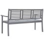 3-seater eucalyptus wood garden bench in gray with cushion, 150 cm by , garden benches - Ref: Foro24-3061058, Price: 234,58 €...