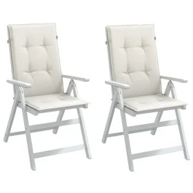 Cojines silla respaldo alto 2 uds tela crema melange 120x50x4cm de , Cojines para sillas y sofás - Ref: Foro24-4002418, Preci...
