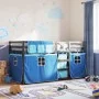 Litera con cortinas madera maciza de pino azul 90x200 cm de , Camas y somieres - Ref: Foro24-3283869, Precio: 290,06 €, Descu...