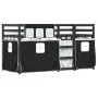 Bunk bed with solid pine wood curtains in white and black, 90x190 cm. by , Beds and slatted bases - Ref: Foro24-3283883, Pric...