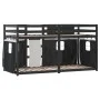Bunk bed with solid pine wood curtains in white and black, 90x190 cm. by , Beds and slatted bases - Ref: Foro24-3283883, Pric...