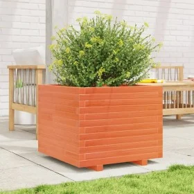 Solid pine wood planter in brown wax 60x60x49.5 cm by , Pots and planters - Ref: Foro24-3282521, Price: 157,14 €, Discount: %