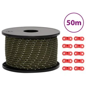 Cuerda de vientos con tiras reflectantes y tensores 50 m 5 mm de , Accesorios para tiendas de campaña - Ref: Foro24-4008128, ...