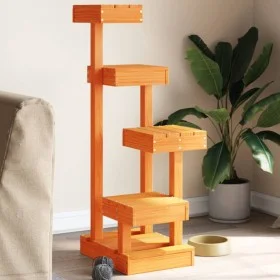 Solid pine wood cat tree in brown wax, 45.5x49x103 cm by , Cat furniture - Ref: Foro24-847132, Price: 72,15 €, Discount: %