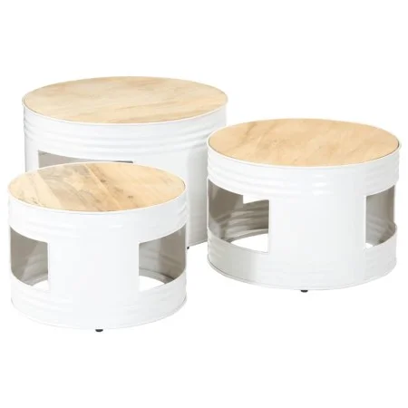 High bar tables in drum shape, set of 3, made of solid rough mango wood. by , Side tables - Ref: Foro24-358934, Price: 131,51...