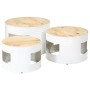 High bar tables in drum shape, set of 3, made of solid rough mango wood. by , Side tables - Ref: Foro24-358934, Price: 132,69...