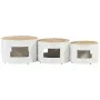 High bar tables in drum shape, set of 3, made of solid rough mango wood. by , Side tables - Ref: Foro24-358934, Price: 131,51...