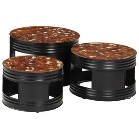 High bar tables in drum shape, set of 3, made of solid recycled wood. by , Side tables - Ref: Foro24-358936, Price: 131,65 €,...