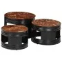 High bar tables in drum shape, set of 3, made of solid recycled wood. by , Side tables - Ref: Foro24-358936, Price: 131,65 €,...