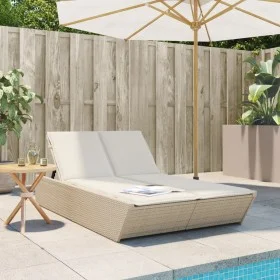 Double sun lounger with beige synthetic rattan cushions by , Loungers - Ref: Foro24-368183, Price: 298,29 €, Discount: %