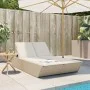 Double sun lounger with beige synthetic rattan cushions by , Loungers - Ref: Foro24-368183, Price: 298,29 €, Discount: %