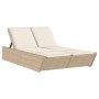 Double sun lounger with beige synthetic rattan cushions by , Loungers - Ref: Foro24-368183, Price: 285,57 €, Discount: %