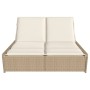 Doppelliege mit beigen Polstern aus synthetischem Rattan von , Liegen - Ref: Foro24-368183, Preis: 285,57 €, Rabatt: %