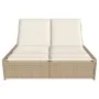 Double sun lounger with beige synthetic rattan cushions by , Loungers - Ref: Foro24-368183, Price: 298,29 €, Discount: %