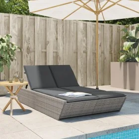 Double sun lounger with gray synthetic rattan cushions by , Loungers - Ref: Foro24-368181, Price: 296,63 €, Discount: %