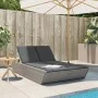 Double sun lounger with gray synthetic rattan cushions by , Loungers - Ref: Foro24-368181, Price: 296,63 €, Discount: %