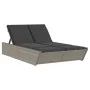 Double sun lounger with gray synthetic rattan cushions by , Loungers - Ref: Foro24-368181, Price: 296,63 €, Discount: %