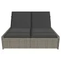Double sun lounger with gray synthetic rattan cushions by , Loungers - Ref: Foro24-368181, Price: 296,63 €, Discount: %
