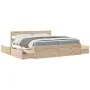 Bed with drawers and pine wood mattress, brown wax, 200x200 cm. by , Beds and slatted bases - Ref: Foro24-3281886, Price: 666...
