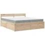 Bed with drawers and pine wood mattress, brown wax, 200x200 cm. by , Beds and slatted bases - Ref: Foro24-3281886, Price: 666...