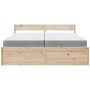 Bett mit Schubladen und Matratze aus braun gewachstem Kiefernholz, 200x200 cm. von , Betten und Lattenroste - Ref: Foro24-328...